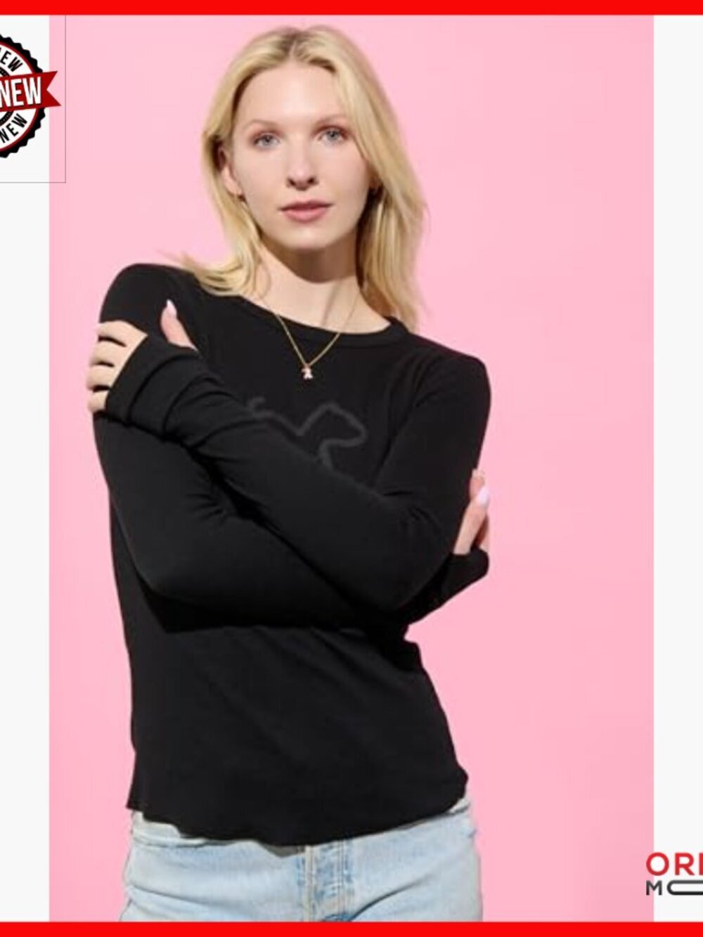 Luxury Tencel Cotton Tunic Tee with Thumbholes Hip Length - Picture 3 of 4